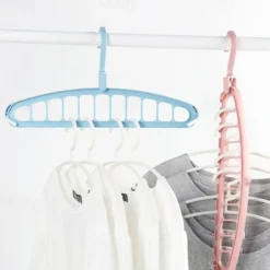 1pc Multi Hole Clothes Hanger, Multifunctional Folding Clothes Drying Rack, Space Saving Magic Hanger, Home Wardrobe Student Dormitory Drying Rack for Trousers Shirt Skirt