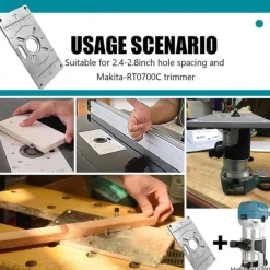 1pc Multifunctional Aluminium Router Table Insert Plate For Woodworking Benches, Router Plate, Wood Tools With Rings