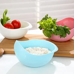 1pc Multi-Functional Kitchen Washing Basket Basin: Convenient Features for Washing Rice, Draining Water & More - Perfect for All Kitchen Uses!