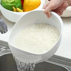 1pc Multi-Functional Kitchen Washing Basket Basin: Convenient Features for Washing Rice, Draining Water & More - Perfect for All Kitchen Uses!