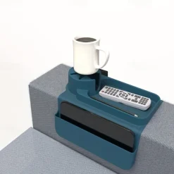 1pc Multifunctional Silicone Armrest Cup Holder Tray Non-Slip Sofa Armrest Tray with Cup Holder - Heat-Resistant Couch Coaster, Organizer with Side Pockets for Remotes, Phones, Books