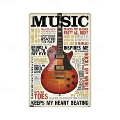 1pc Music Metal Tin Sign Vintage Kitchen Signs Wall Decor, Painting Wall Hanging for Restaurant Decor Bar Decor Home Decor Wall Art Metal Tin Sign 20x30cm/8''x12''