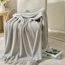 1pc Nordic Style Throw BlanketT With Tassel To My Mother From Son Throw Blanket, Warm Cozy Soft Blanket For Couch Bed Sofa Office Camping