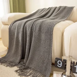 1pc Nordic Style Throw BlanketT With Tassel To My Mother From Son Throw Blanket, Warm Cozy Soft Blanket For Couch Bed Sofa Office Camping