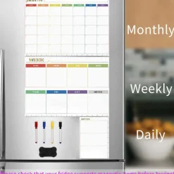 1pc Notes Wallpaper Magnetic Monthly/Weekly/Daily Planner Calendar Table Dry Erase Whiteboard Blackboard Fridge Sticker Message Board Menu