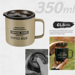 1PC Outdoor 304 Stainless Steel Double-Layer Insulated Cup Keep Drinks Hot or Cold Durable Leak-Proof Travel Mug for Hiking Camping and Outdoor Activities Perfect for Coffee Tea or Water