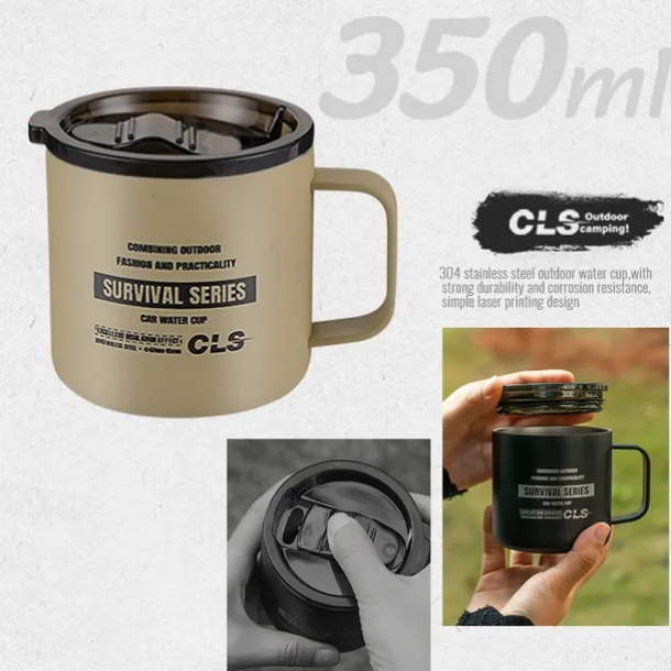 1PC Outdoor 304 Stainless Steel Double-Layer Insulated Cup Keep Drinks Hot or Cold Durable Leak-Proof Travel Mug for Hiking Camping and Outdoor Activities Perfect for Coffee Tea or Water