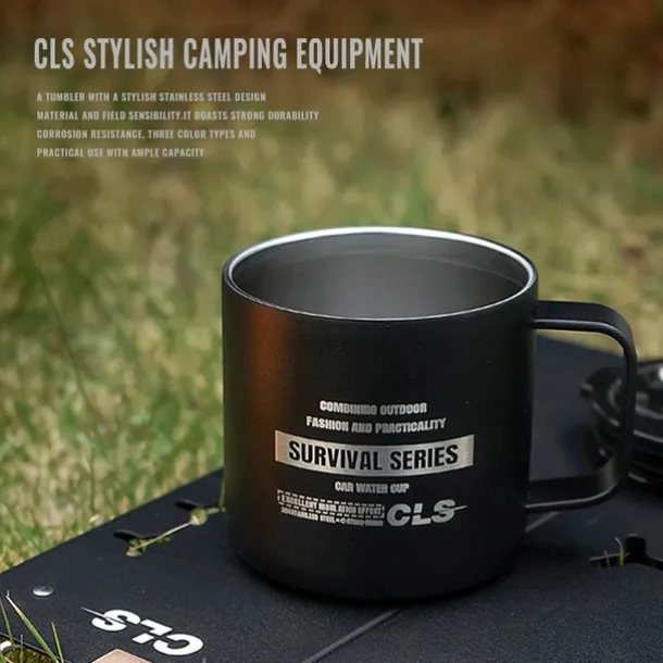 1PC Outdoor 304 Stainless Steel Double-Layer Insulated Cup Keep Drinks Hot or Cold Durable Leak-Proof Travel Mug for Hiking Camping and Outdoor Activities Perfect for Coffee Tea or Water