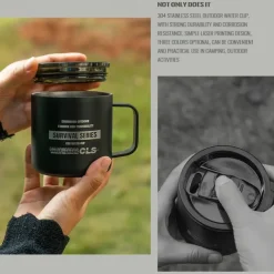 1PC Outdoor 304 Stainless Steel Double-Layer Insulated Cup Keep Drinks Hot or Cold Durable Leak-Proof Travel Mug for Hiking Camping and Outdoor Activities Perfect for Coffee Tea or Water