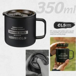 1PC Outdoor 304 Stainless Steel Double-Layer Insulated Cup Keep Drinks Hot or Cold Durable Leak-Proof Travel Mug for Hiking Camping and Outdoor Activities Perfect for Coffee Tea or Water
