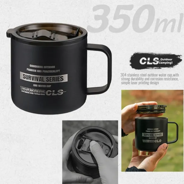1PC Outdoor 304 Stainless Steel Double-Layer Insulated Cup Keep Drinks Hot or Cold Durable Leak-Proof Travel Mug for Hiking Camping and Outdoor Activities Perfect for Coffee Tea or Water
