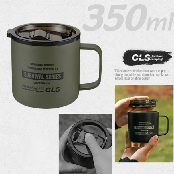 1PC Outdoor 304 Stainless Steel Double-Layer Insulated Cup Keep Drinks Hot or Cold Durable Leak-Proof Travel Mug for Hiking Camping and Outdoor Activities Perfect for Coffee Tea or Water