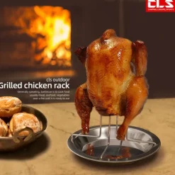 1Pc Outdoor Camping Barbecue and Roast Chicken Rack Portable Stainless Steel Grill Rack for Camping and Picnic Easy to Use and Clean Perfect for Roasting Chicken, Meat, and Vegetables Outdoors