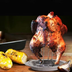 1Pc Outdoor Camping Barbecue and Roast Chicken Rack Portable Stainless Steel Grill Rack for Camping and Picnic Easy to Use and Clean Perfect for Roasting Chicken, Meat, and Vegetables Outdoors