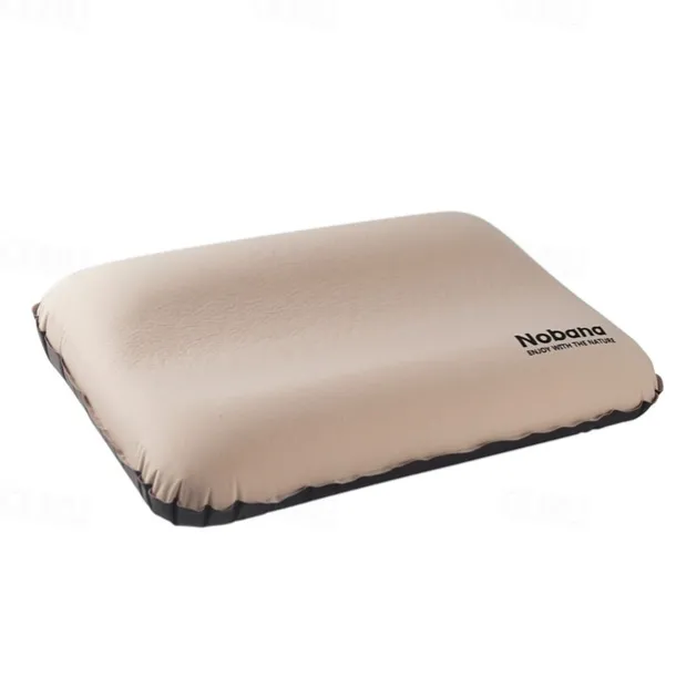 1Pc Outdoor 3D Sponge Pillow with Automatic Inflatable Pillow Comfortable Travel Pillow Easy Inflate Deflate for Camping Hiking Resting Neck Support Compact and Lightweight Outdoor Gear