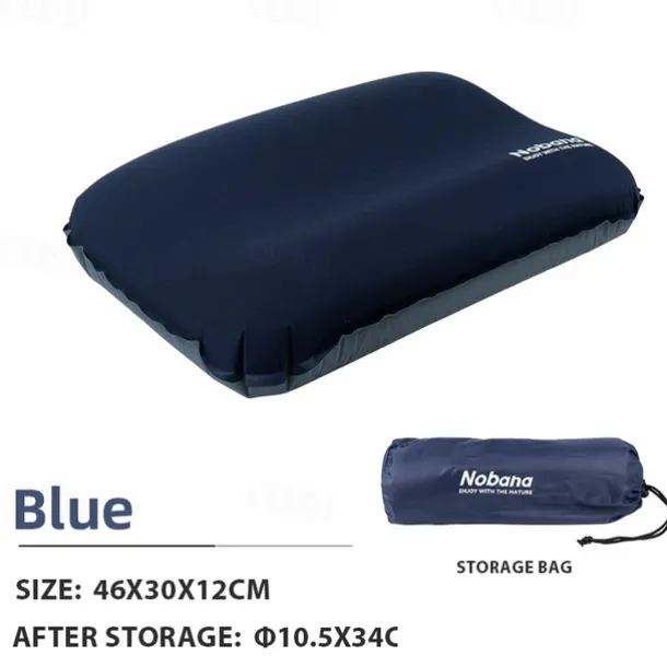 1Pc Outdoor 3D Sponge Pillow with Automatic Inflatable Pillow Comfortable Travel Pillow Easy Inflate Deflate for Camping Hiking Resting Neck Support Compact and Lightweight Outdoor Gear