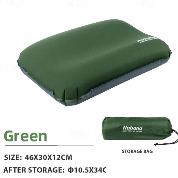 1Pc Outdoor 3D Sponge Pillow with Automatic Inflatable Pillow Comfortable Travel Pillow Easy Inflate Deflate for Camping Hiking Resting Neck Support Compact and Lightweight Outdoor Gear