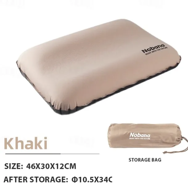 1Pc Outdoor 3D Sponge Pillow with Automatic Inflatable Pillow Comfortable Travel Pillow Easy Inflate Deflate for Camping Hiking Resting Neck Support Compact and Lightweight Outdoor Gear