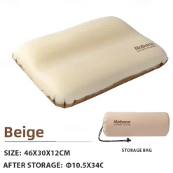 1Pc Outdoor 3D Sponge Pillow with Automatic Inflatable Pillow Comfortable Travel Pillow Easy Inflate Deflate for Camping Hiking Resting Neck Support Compact and Lightweight Outdoor Gear