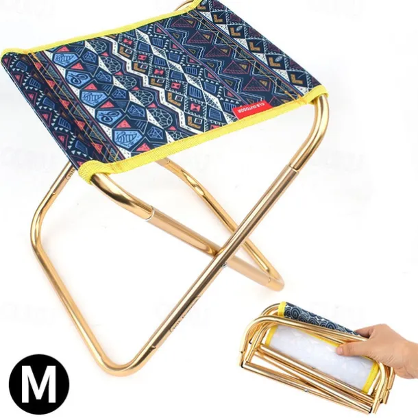 1Pc Outdoor Folding Stool Collapsible Stool Made of 7075 Aluminum Alloy Lightweight Portable Camping Seat for Hiking Fishing Travel