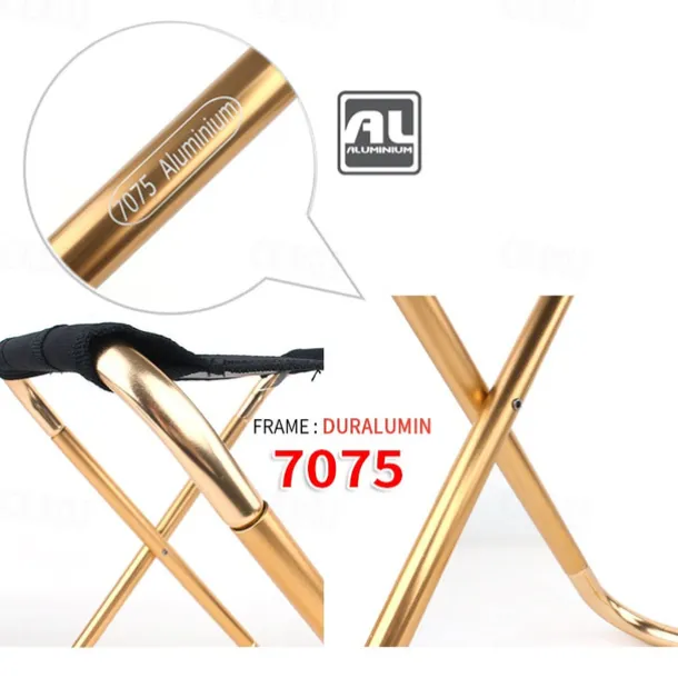 1Pc Outdoor Folding Stool Collapsible Stool Made of 7075 Aluminum Alloy Lightweight Portable Camping Seat for Hiking Fishing Travel