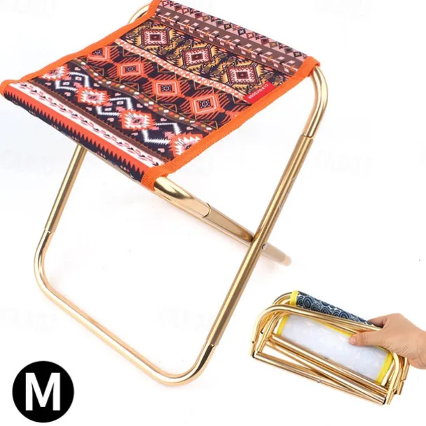 1Pc Outdoor Folding Stool Collapsible Stool Made of 7075 Aluminum Alloy Lightweight Portable Camping Seat for Hiking Fishing Travel