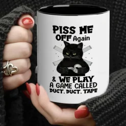 1pc 11oz Ceramic Coffee Mug with Black Cat Design for Home and Office Use - Perfect Gift for Coffee Lovers