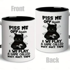 1pc 11oz Ceramic Coffee Mug with Black Cat Design for Home and Office Use - Perfect Gift for Coffee Lovers