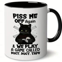 1pc 11oz Ceramic Coffee Mug with Black Cat Design for Home and Office Use - Perfect Gift for Coffee Lovers