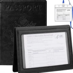 1Pc Passport Holder Travel Bag Passport And Vaccine Card Holder Combo Slim Travel Accessories Passport Wallet For Unisex Leather Passport Cover Protector With Waterproof Vaccine Card Slot