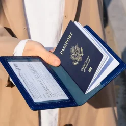 1Pc Passport Holder Travel Bag Passport And Vaccine Card Holder Combo Slim Travel Accessories Passport Wallet For Unisex Leather Passport Cover Protector With Waterproof Vaccine Card Slot