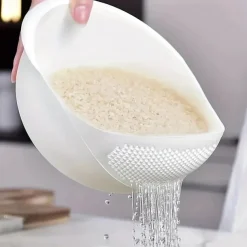 1pc Plastic Rice Washing Washing Fruit Bowl With Strainer - Efficiently Wash Small Grains And Kitchen Gadgets.