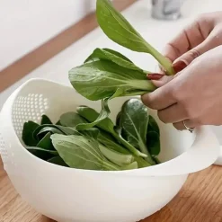 1pc Plastic Rice Washing Washing Fruit Bowl With Strainer - Efficiently Wash Small Grains And Kitchen Gadgets.