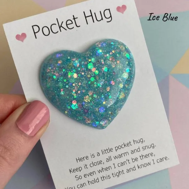 1pc, Pocket Hugging Heart Pocket Hugging Love Gift Small Hug Decoration Glass Heart Glitter Heart Gift For Girls Women Valentine's Day, Birthday, Wedding, Party Favors