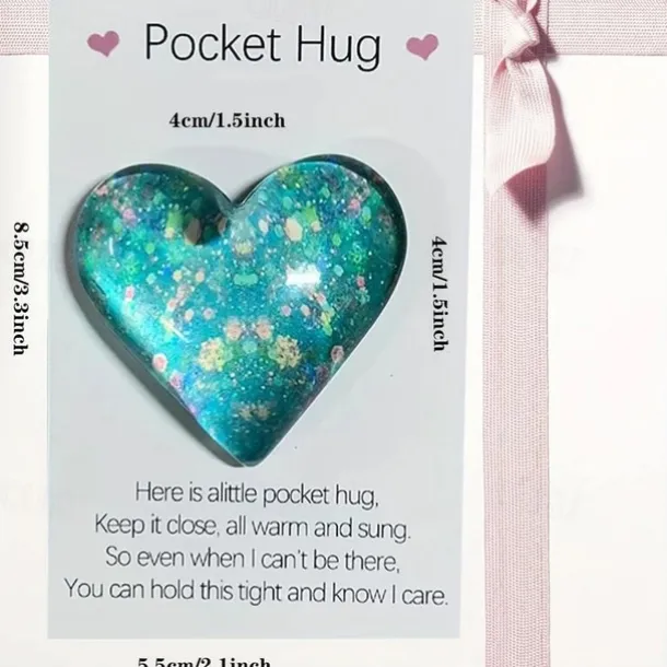 1pc, Pocket Hugging Heart Pocket Hugging Love Gift Small Hug Decoration Glass Heart Glitter Heart Gift For Girls Women Valentine's Day, Birthday, Wedding, Party Favors