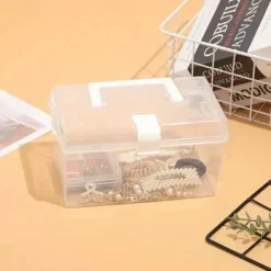 1pc Portable Clear Storage Box Makeup Storage Organzier Student Desktop Stationery Multi-functional Sundries Large Capacity Storage Box