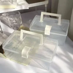 1pc Portable Clear Storage Box Makeup Storage Organzier Student Desktop Stationery Multi-functional Sundries Large Capacity Storage Box