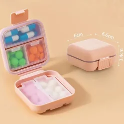 1pc Portable Sealed Pill Storage Box, Compartment Portable Mini Pill Box, Travel Pill Case, Medicine Container