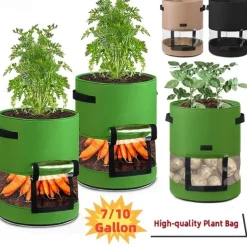 1pc Potato Grow Bag Vegetable Onion Home Garden Plant Bag With Handle PU Thickened Garden Carrot Taro Peanut Growing Bag Potato Pot
