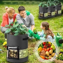 1pc Potato Grow Bag Vegetable Onion Home Garden Plant Bag With Handle PU Thickened Garden Carrot Taro Peanut Growing Bag Potato Pot