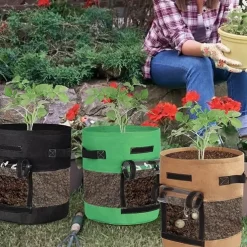 1pc Potato Grow Bag Vegetable Onion Home Garden Plant Bag With Handle PU Thickened Garden Carrot Taro Peanut Growing Bag Potato Pot