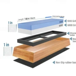 1pc Premium Whetstone, Knife Sharpening Stone, 2 Side Grit 1000/6000 Waterstone, Whetstone Knife Sharpener, Non-Slip Bamboo Base & Angle Guide
