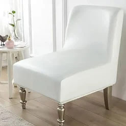 1Pc PU Waterproof Solid Color Stretch Armless Chair Cover - Durable PU Leather Slipcover for Single Oversized Chairs - Ideal for Home and Hotel Furniture Protection