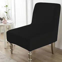 1Pc PU Waterproof Solid Color Stretch Armless Chair Cover - Durable PU Leather Slipcover for Single Oversized Chairs - Ideal for Home and Hotel Furniture Protection