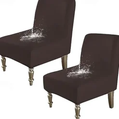 1Pc PU Waterproof Solid Color Stretch Armless Chair Cover - Durable PU Leather Slipcover for Single Oversized Chairs - Ideal for Home and Hotel Furniture Protection