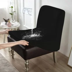 1Pc PU Waterproof Solid Color Stretch Armless Chair Cover - Durable PU Leather Slipcover for Single Oversized Chairs - Ideal for Home and Hotel Furniture Protection