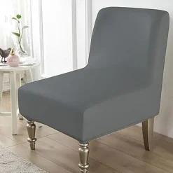 1Pc PU Waterproof Solid Color Stretch Armless Chair Cover - Durable PU Leather Slipcover for Single Oversized Chairs - Ideal for Home and Hotel Furniture Protection