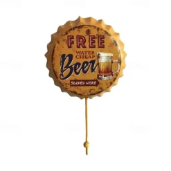 1pc Retro Metal Hooks Beer Bottle Cap Pattern Waterproof Hanging Hooks Perfect for Room Kitchen Porch Door & Home Improvement Outdoor Decor 10x16cm/4''x6.3''