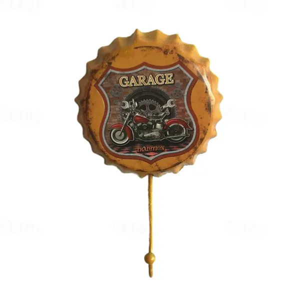 1pc Retro Metal Hooks Beer Bottle Cap Pattern Waterproof Hanging Hooks Perfect for Room Kitchen Porch Door & Home Improvement Outdoor Decor 10x16cm/4''x6.3''