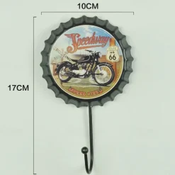 1pc Retro Metal Hooks Beer Bottle Cap Pattern Waterproof Hanging Hooks Perfect for Room Kitchen Porch Door & Home Improvement Outdoor Decor 10x16cm/4''x6.3''